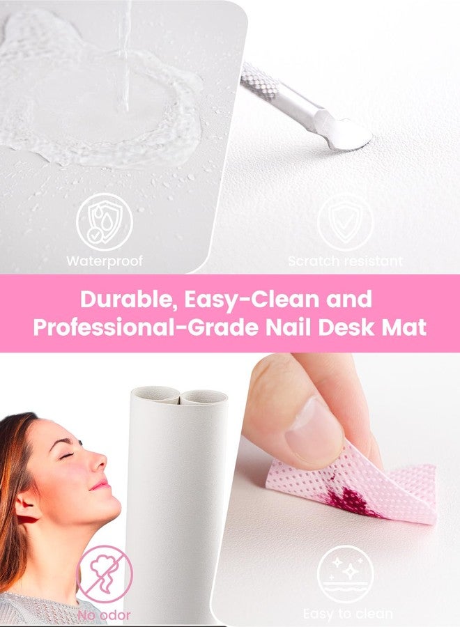BELOVING Nail Art Table Mat, (MAT ONLY) Foldable Nail Art Hand Rest Pad for Nail Arm Rest, Soft Microfiber PU Leather Nail Mat for Table, Manicure Mat Nail Table Pad Desk Mat for Nail Tech Must Haves - White - Image 5